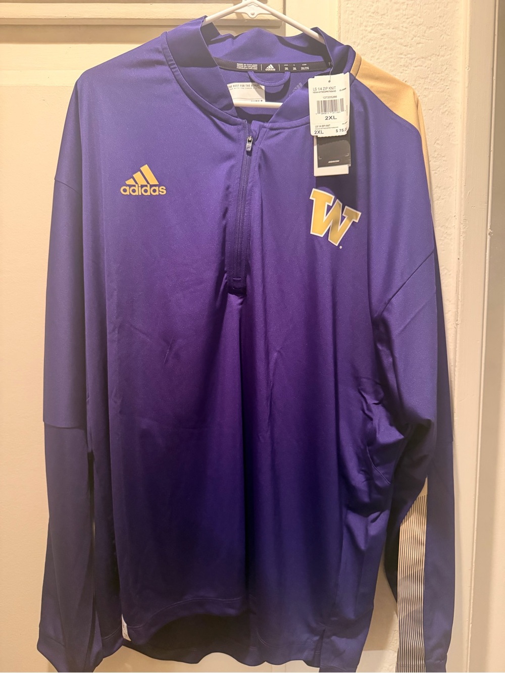 adidas Men’s Purple & Gold Quarter-Zip Pullover with W Logo